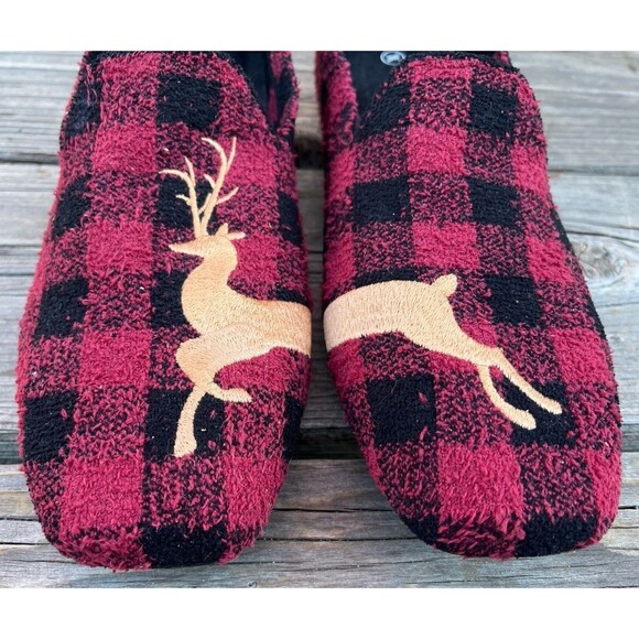 Vivaia Samantha Women's 40.5 US 9-9.5 Square Toe Mink-Knit Flats Red Plaid Deer - Picture 2 of 10